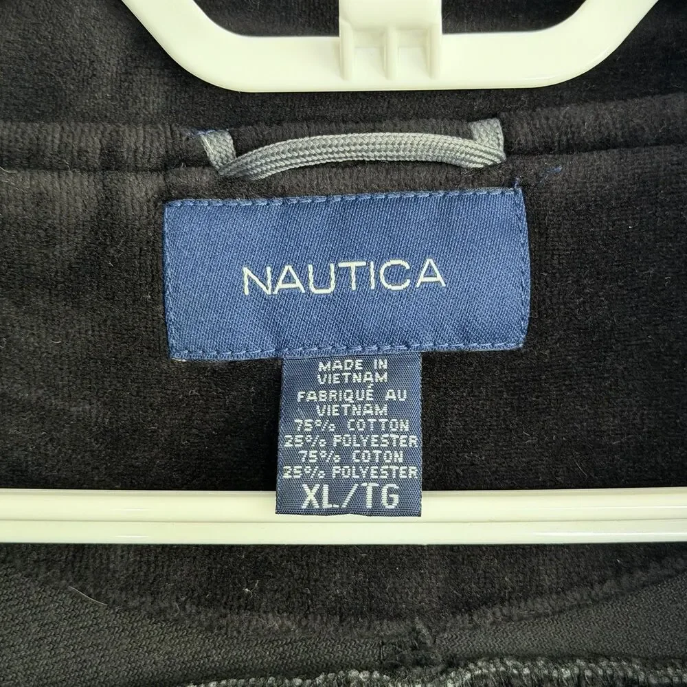 Vintage Nautica Velour Fleece Quarter Zip Pullover Black Men’s XL Sweater